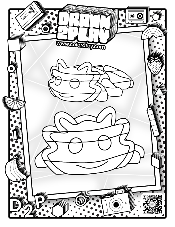 Coloring sheet of Gloam the axolotl ready to be colored in.