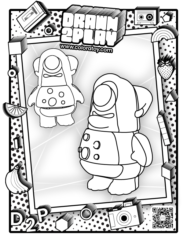 Blink Cyclops Alien coloring sheet with clean outlines for kids or collectors to plan their own version before customizing
