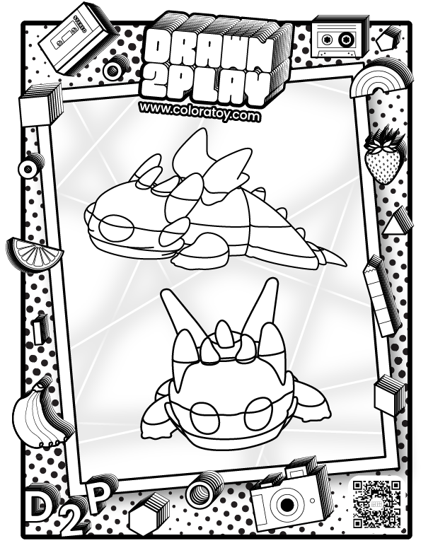 A coloring page featuring Blitz the dragon to be colored in by the customer.