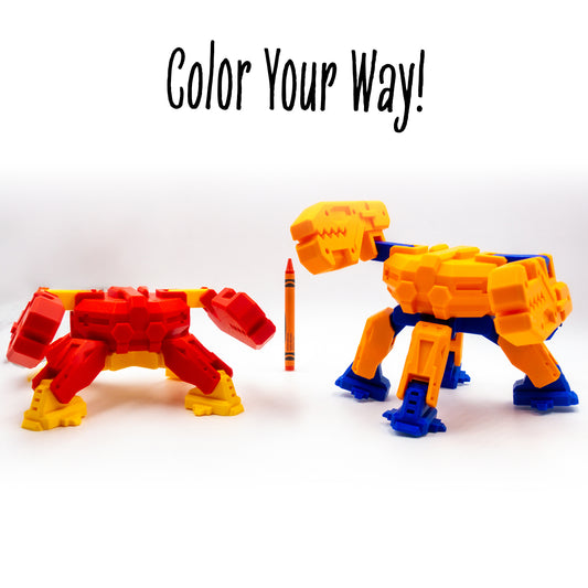 Clampp the Crab toy shown in vivid color options with “color your way!”—built to mix, match, and clamp down