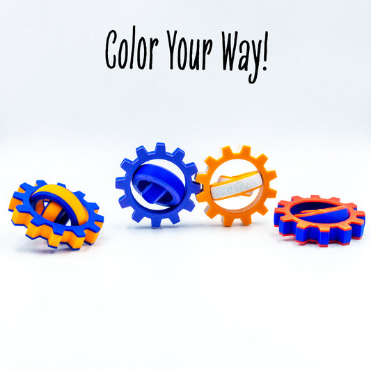 Studio image of Cog Spin fidget featuring articulated design and tactile details.