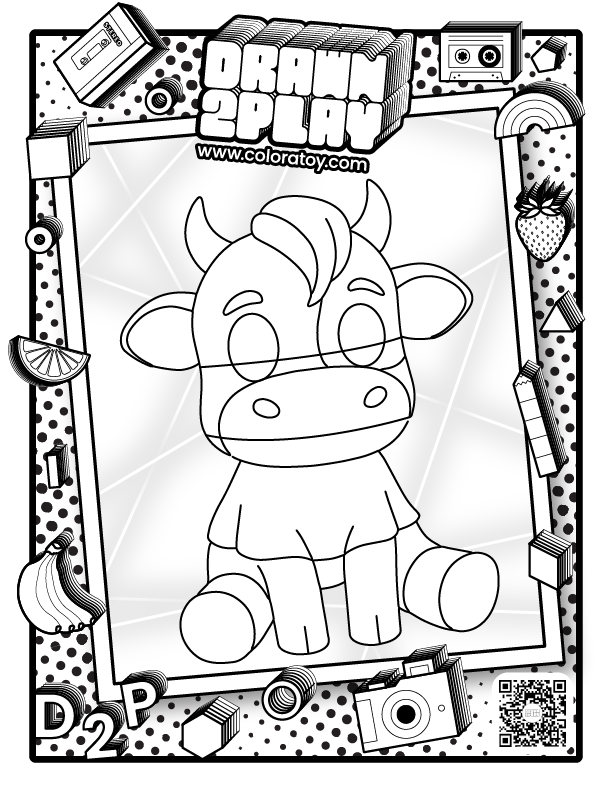 The coloring page featuring Mooch the cow or bull for the user to customize their toy based on color.