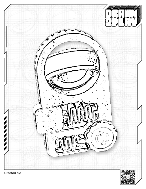 Black and white coloring sheet of the controlpanel fidget ready to be customized by the user.