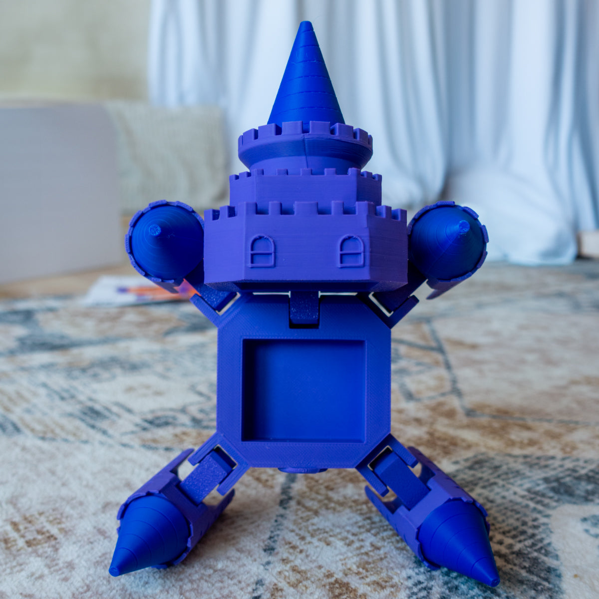 Third Fourtress the Mecha Castle colorway posed standing upright with architectural panels and textured surfaces