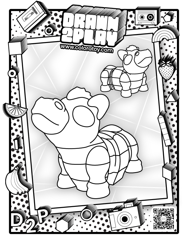 Gidd Horse coloring sheet with clean outlines for kids or collectors to plan their own version before customizing
