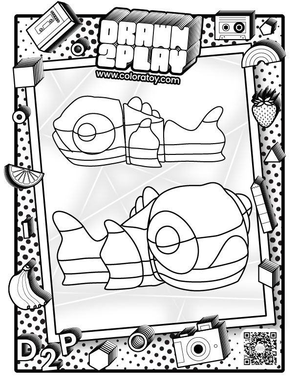 Coloring page with Flicker the goldfish for coloring by the customer.