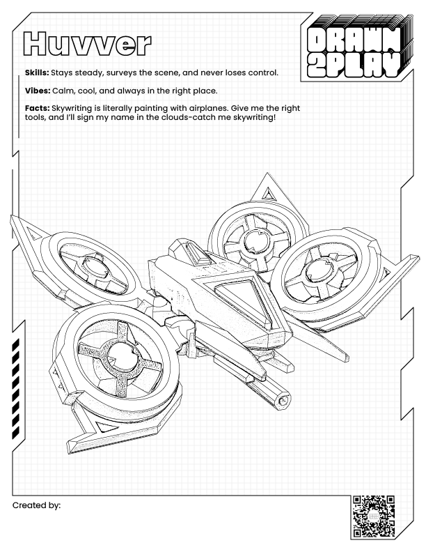Huvver coloring page ready for user customization before checkout