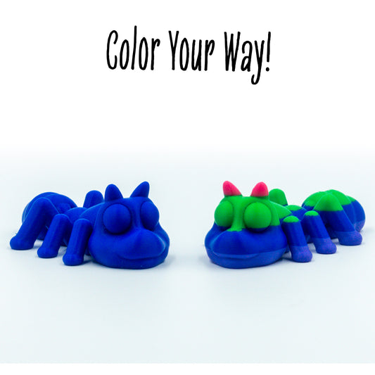 Lift Ant two colorways of this customizable animal figure shown with 'color your way!'—perfect for mix-and-match creativity