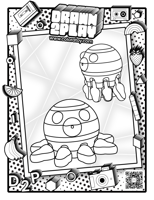 A coloring sheet of Inks the octopus for the customer to color their toy.