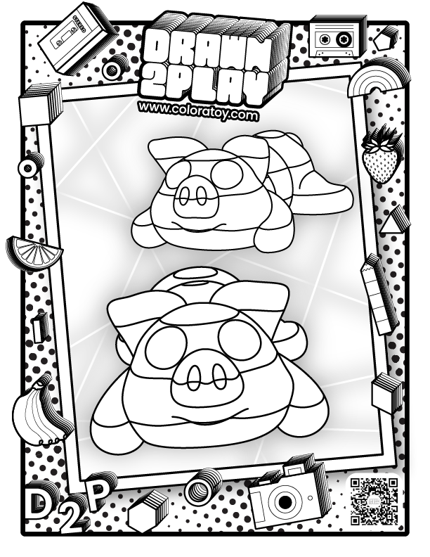 Snout Pig coloring sheet with clean outlines for kids or collectors to plan their own version before customizing