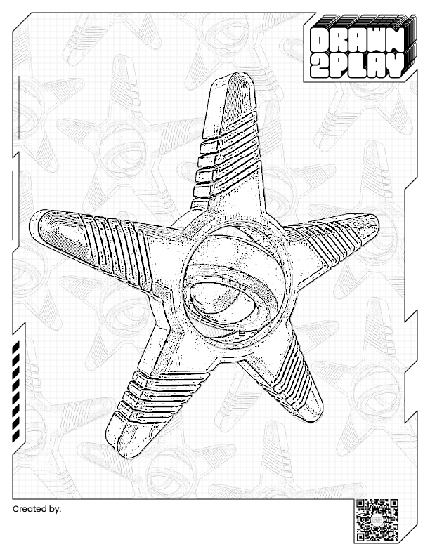 Black and white coloring sheet for the fidget toy StarSpring to be colored by the user.