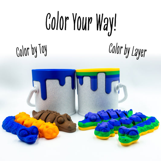 Group shot highlighting how each toy can be uniquely colored