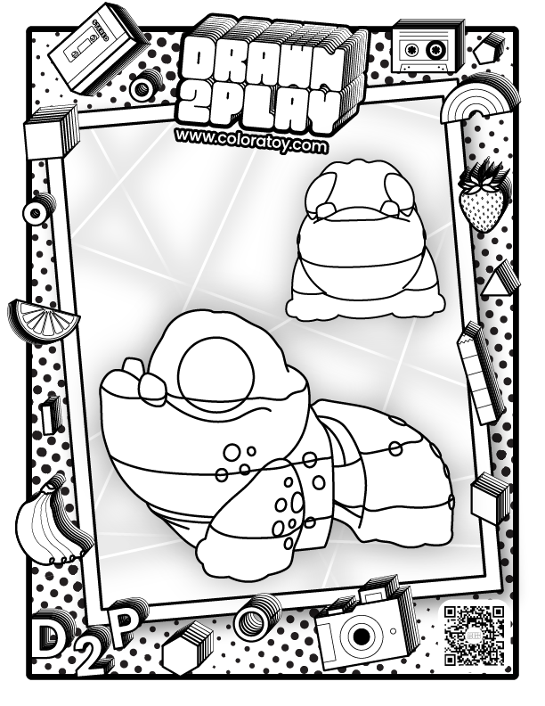 Zorb Alien Pet coloring sheet with clean outlines for kids or collectors to plan their own version before customizing