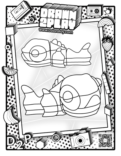 Coloring page with Flicker the goldfish for coloring by the customer.