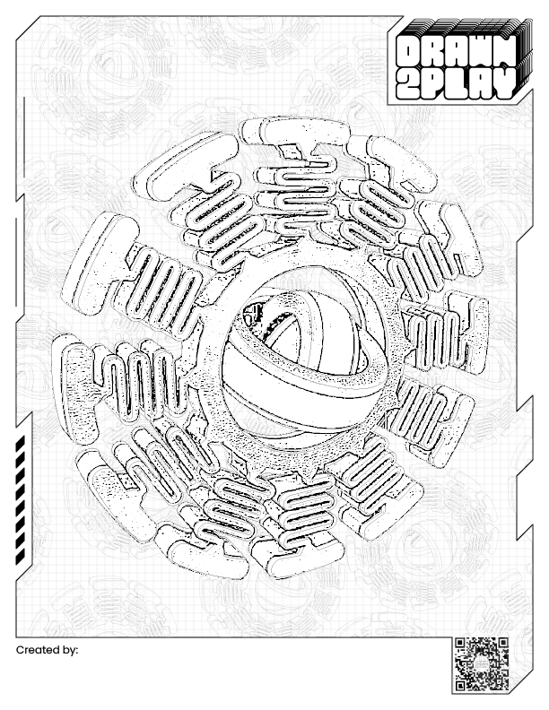 Black and white coloring sheet for the fidget toy GripTwist to be colored in by the user.