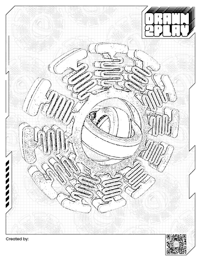 Black and white coloring sheet for the fidget toy GripTwist to be colored in by the user.