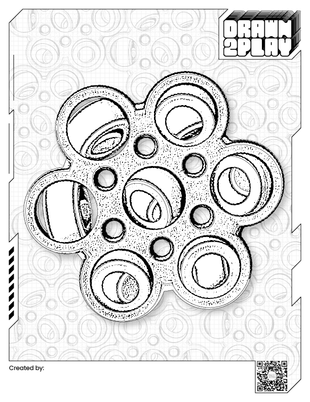 Coloring page of the hexapod fidget spinner ready to be colored and customized by the user.