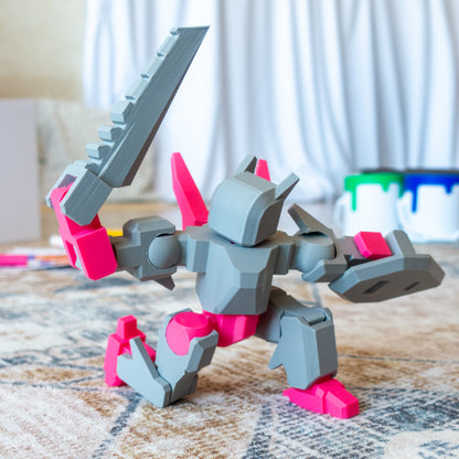  Hue Hero mid-action on a cozy carpet, demonstrating modular articulation designed for mixing and posing in endless ways
