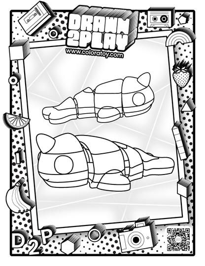 A coloring page featuring Spiral the narwhal for the customer to colorize.