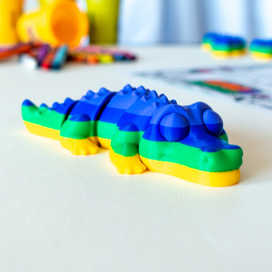 Main view of the articulated animal toy showing overall design and color details