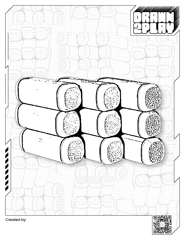 Coloring page in black and white featuring the pixel cube fidget toy ready to be customized by the user.