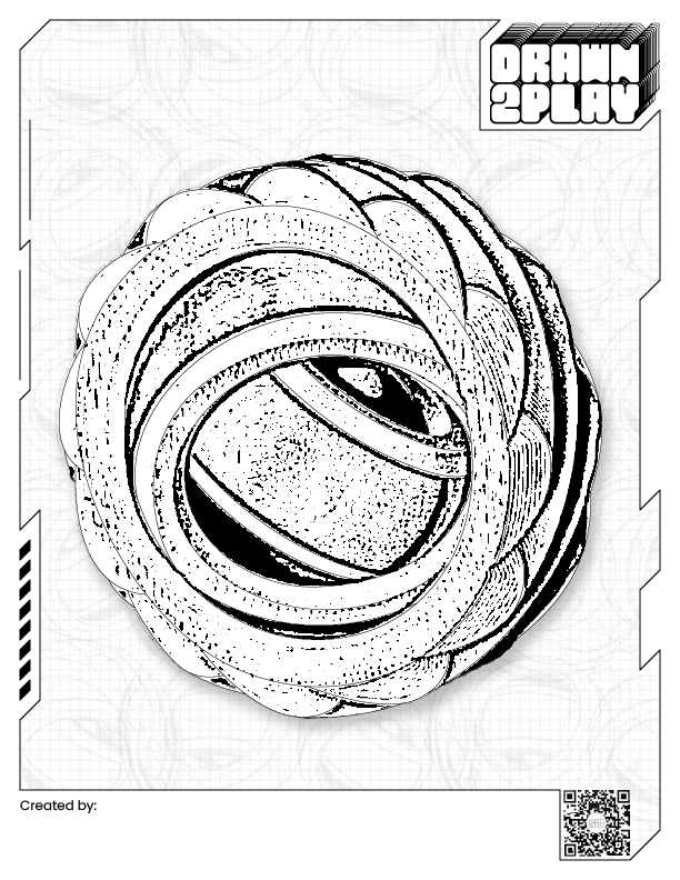 Black and white coloring page ready for the toy to be customized by the customer.