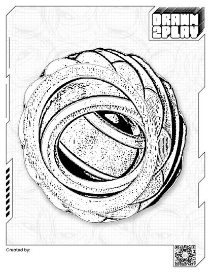 Black and white coloring page ready for the toy to be customized by the customer.
