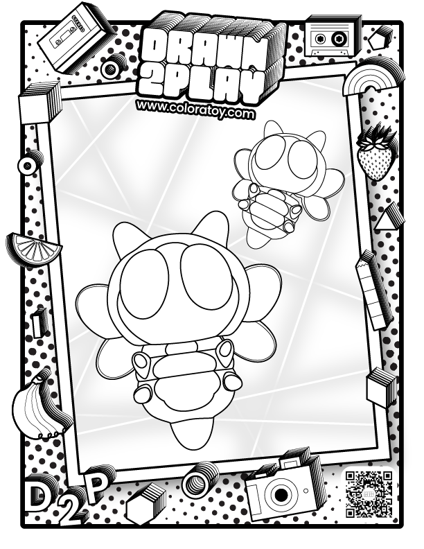 Queenbee Bumblebee coloring sheet with clean outlines for kids or collectors to plan their own version before customizing