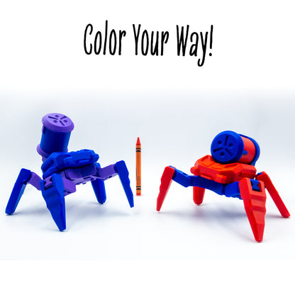 Refewl the Paint Bot toy lineup in creative color schemes with “color your way!” text—built for custom paint-ups and playful swaps