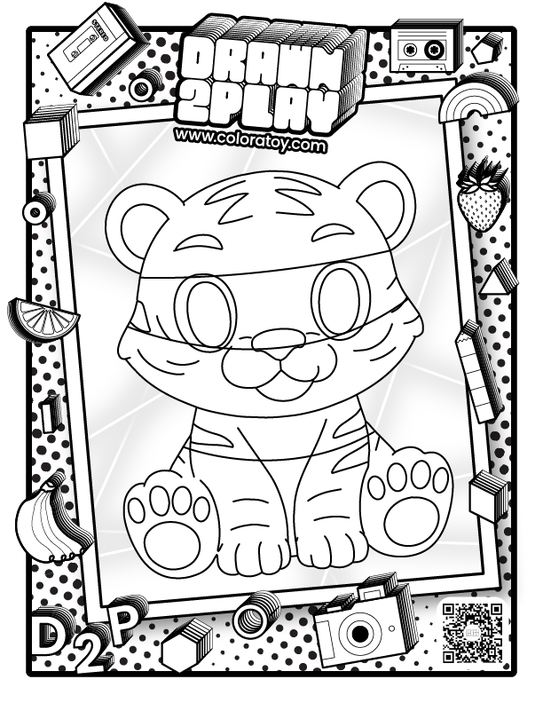 The coloring page featuring Roar the tiger for the user to customize their toy based on color. 