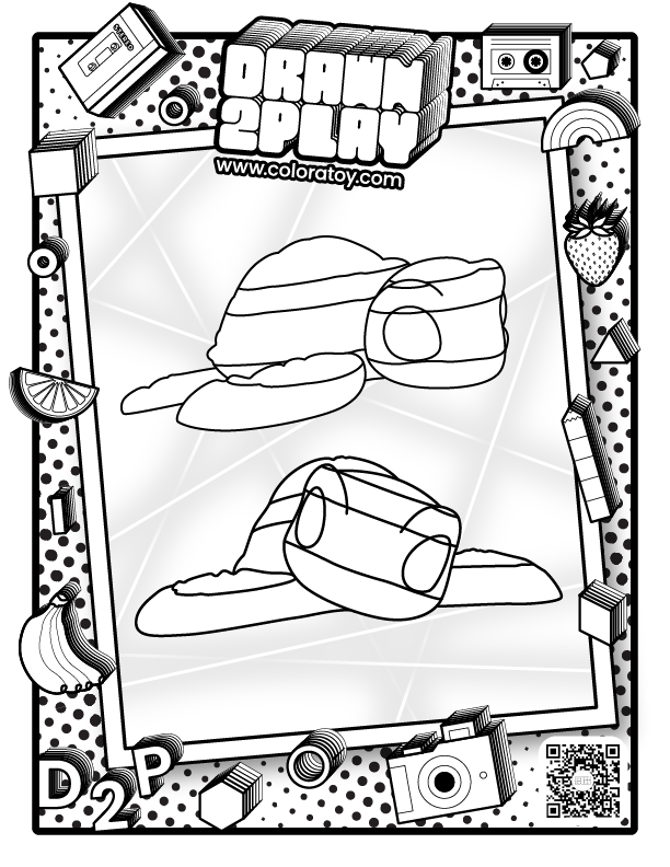 Coloring page for Drift the toy sea turtle ready to be customized by the customer.