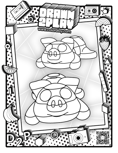 Snout Pig coloring sheet with clean outlines for kids or collectors to plan their own version before customizing