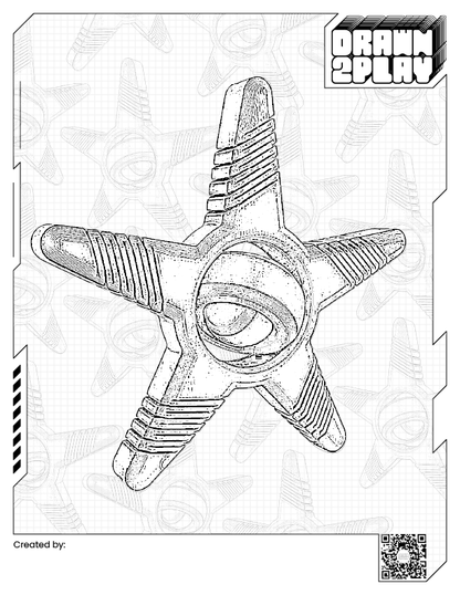 Black and white coloring sheet for the fidget toy StarSpring to be colored by the user.