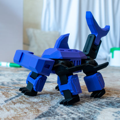 Alternate carpet pose of Stryker in swimming motion, featuring configurable joints and textured skin surfaces