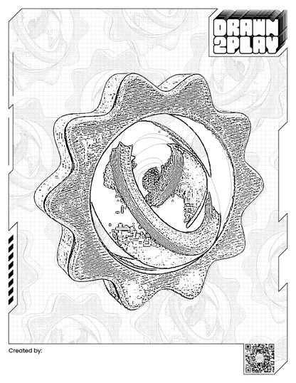 Coloring sheet for the fidget toy SunSinewave in black and white to be colored in.