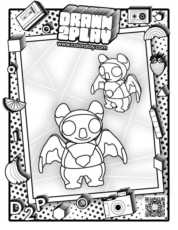 Swoosh Bat coloring sheet with clean outlines for kids or collectors to plan their own version before customizing